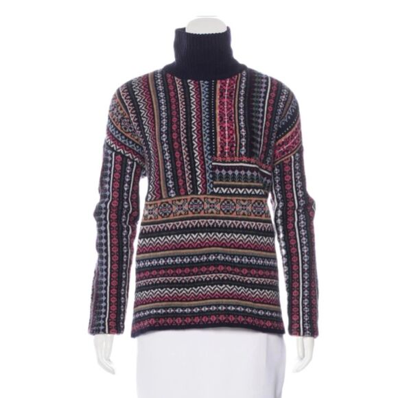 Tory Burch wool/alpaca turtleneck fair isle sweater - Picture 1 of 10